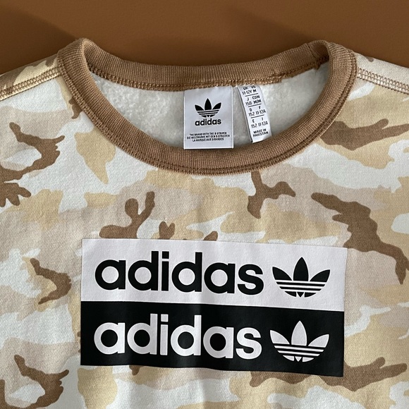 Adidas Originals Youth Crewneck Sweatshirt Beige Camo - Picture 14 of 14